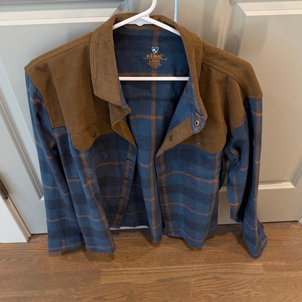 Kuhl Men's Blue and Tan Checkered Shirt Jacket